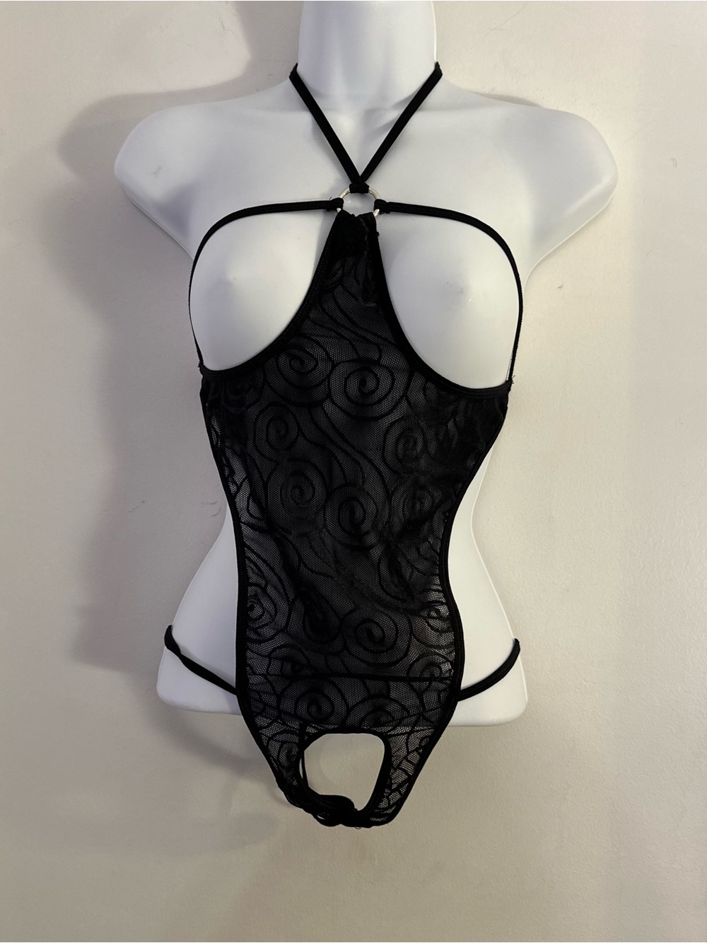 Exposed by Magic Silk | Black Lace Strappy Bodysuit